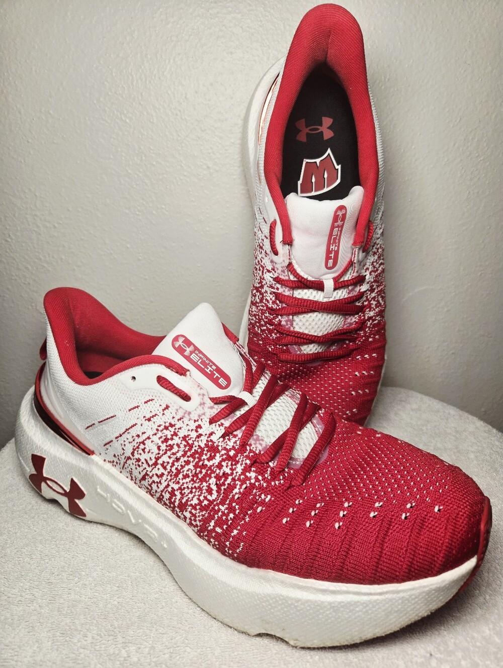 Under Armour Infinite Elite Mens 11.5 Red White Wis Badgers HOVR Running Shoe